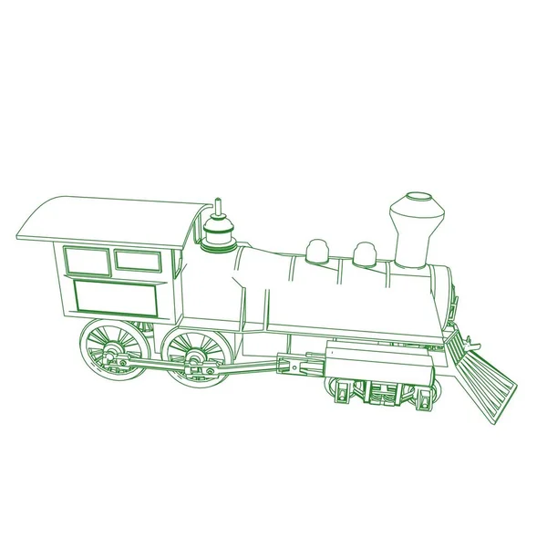 Línea de arte del tren. Dibujo para colorear - Tren - ilustración para los niños — Archivo Imágenes Vectoriales