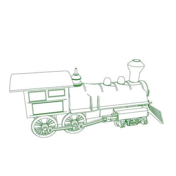 Art de la ligne du train. Coloriage - Train - illustration pour les enfants — Image vectorielle