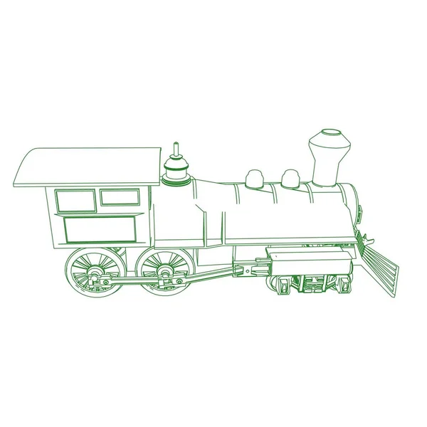 Línea de arte del tren. Dibujo para colorear - Tren - ilustración para los niños — Archivo Imágenes Vectoriales