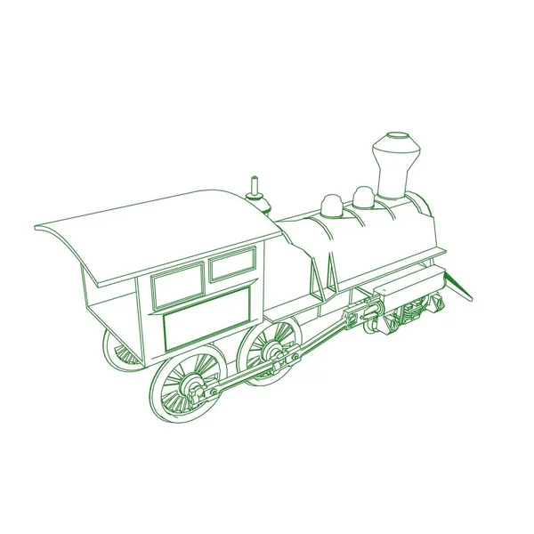 Linha de arte do trem. Desenho para colorir - Trem - ilustração para as crianças —  Vetores de Stock