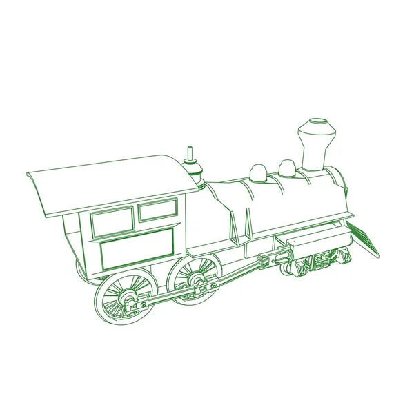 A vonat vonalművészete. Színező oldal - Vonat - illusztráció a gyermekek számára — Stock Vector