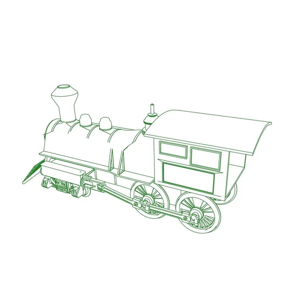 Línea de arte del tren. Dibujo para colorear - Tren - ilustración para los niños — Vector de stock