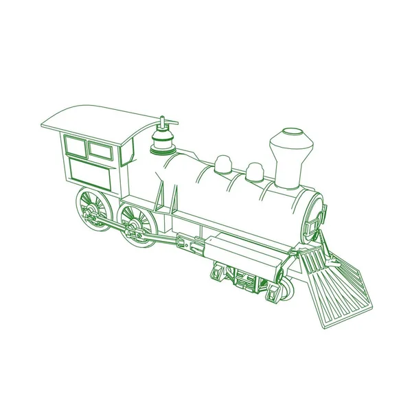 Art de la ligne du train. Coloriage - Train - illustration pour les enfants — Image vectorielle