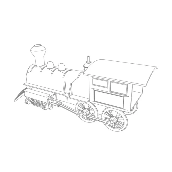 Line art kereta api. Coloring page - Train - ilustrasi untuk anak-anak - Stok Vektor