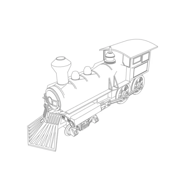 Line art of the train. Coloring page - Train - illustration for the children — Stock Vector