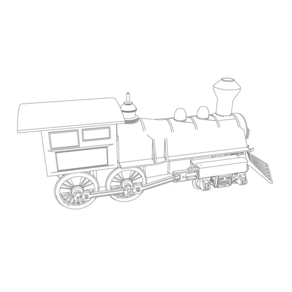 Line art of the train. Coloring page - Train - illustration for the children — Stock Vector