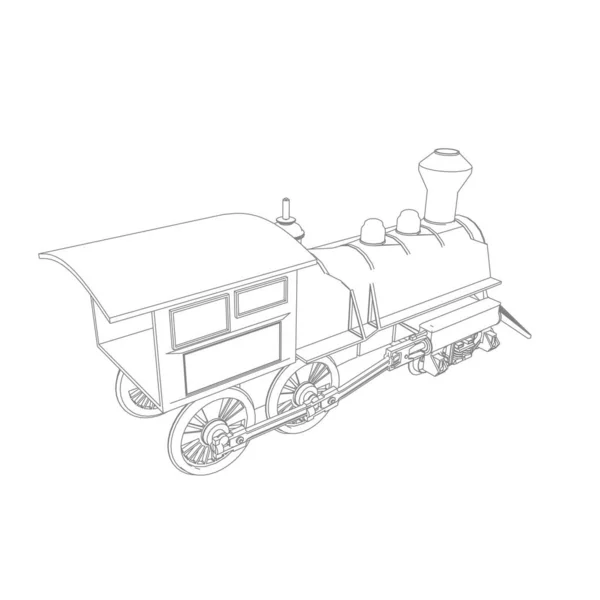 Linea arte del treno. Disegno da colorare - Treno - illustrazione per i bambini — Vettoriale Stock