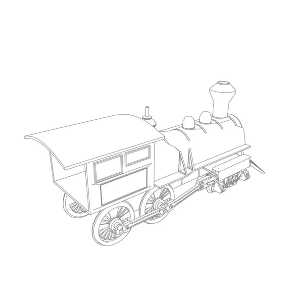 Linha de arte do trem. Desenho para colorir - Trem - ilustração para as crianças —  Vetores de Stock