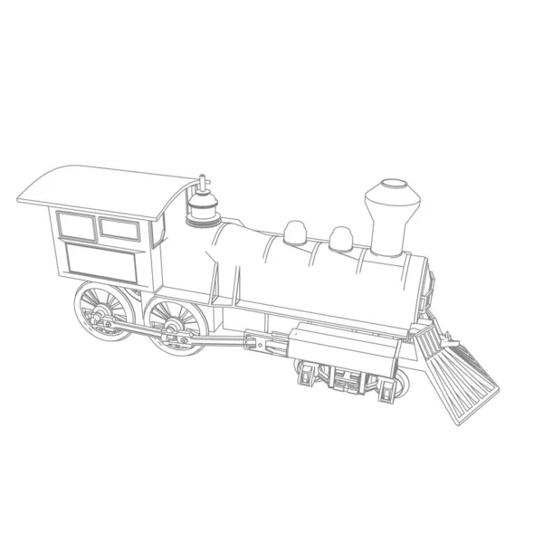 Art de la ligne du train. Coloriage - Train - illustration pour les enfants — Image vectorielle