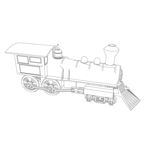 Línea de arte del tren. Dibujo para colorear - Tren - ilustración para los niños — Vector de stock