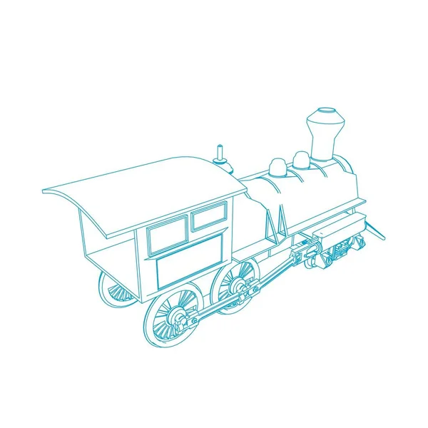 Linha de arte do trem. Desenho para colorir - Trem - ilustração para as crianças —  Vetores de Stock