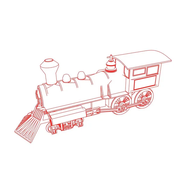 Línea de arte del tren. Dibujo para colorear - Tren - ilustración para los niños — Vector de stock