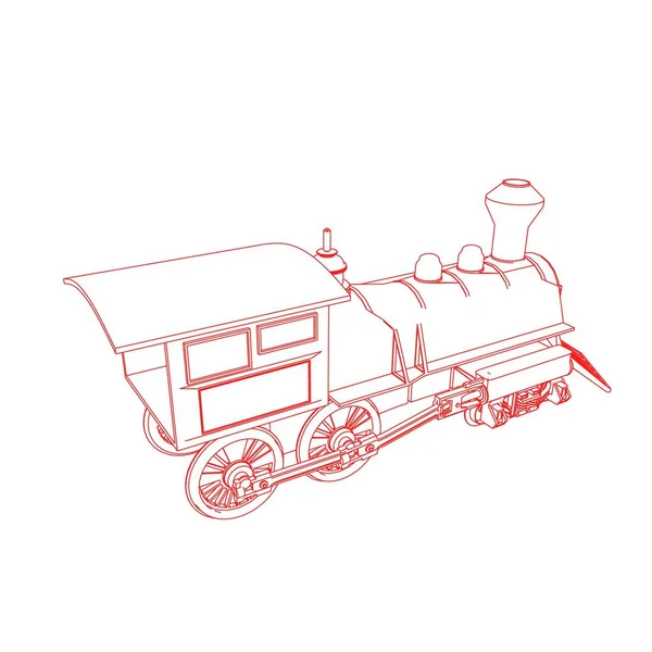 Linha de arte do trem. Desenho para colorir - Trem - ilustração para as crianças —  Vetores de Stock