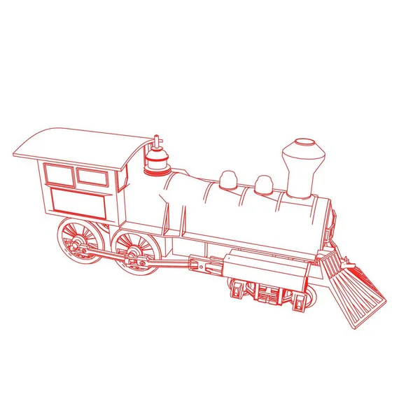 Linha de arte do trem. Desenho para colorir - Trem - ilustração para as crianças —  Vetores de Stock