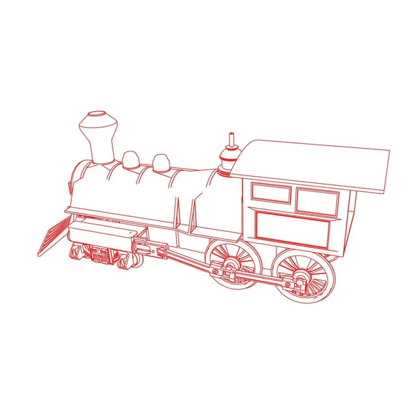 Lijnkunst van de trein. Kleurplaat - Trein - illustratie voor de kinderen — Stockvector