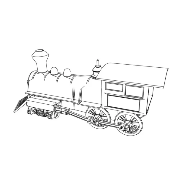 Linha de arte do trem. Desenho para colorir - Trem - ilustração para as crianças —  Vetores de Stock