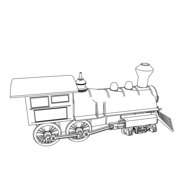 Linea arte del treno. Disegno da colorare - Treno - illustrazione per i bambini — Vettoriale Stock