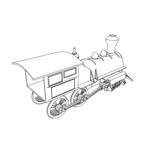 Linha de arte do trem. Desenho para colorir - Trem - ilustração para as crianças —  Vetores de Stock