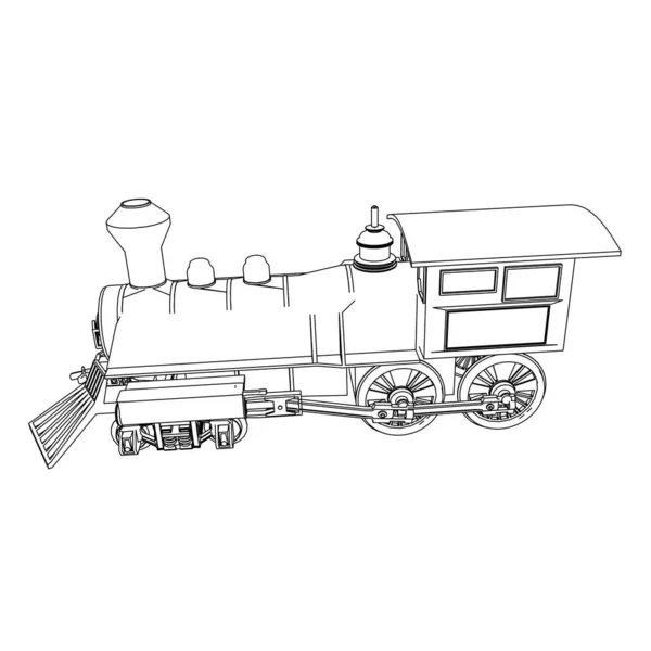 Art de la ligne du train. Coloriage - Train - illustration pour les enfants — Image vectorielle