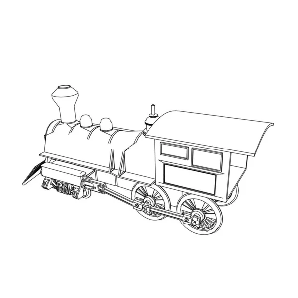 Line art of the train. Coloring page - Train - illustration for the children — Stock Vector