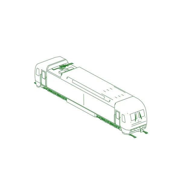 Tågets linjekonst. Coloring page - Tåg - illustration för barnen — Stock vektor