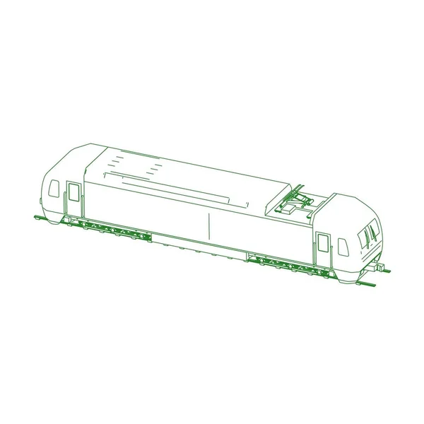 Linienkunst des Zuges. Malseite - Zug - Illustration für die Kinder — Stockvektor