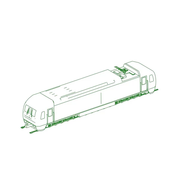 Linienkunst des Zuges. Malseite - Zug - Illustration für die Kinder — Stockvektor