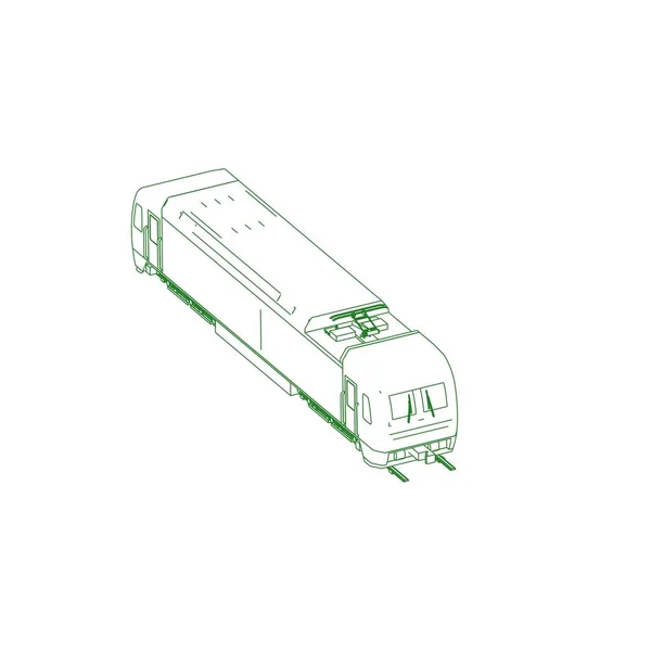 Lijnkunst van de trein. Kleurplaat - Trein - illustratie voor de kinderen — Stockvector