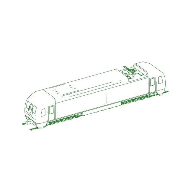 Linienkunst des Zuges. Malseite - Zug - Illustration für die Kinder — Stockvektor