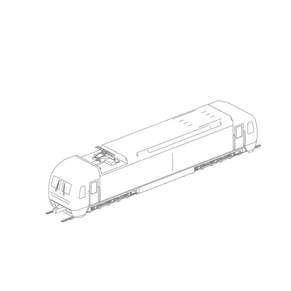 Lijnkunst van de trein. Kleurplaat - Trein - illustratie voor de kinderen — Stockvector