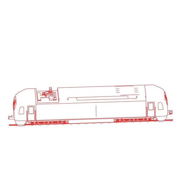 Lijnkunst van de trein. Kleurplaat - Trein - illustratie voor de kinderen — Stockvector