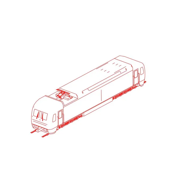 Line art kereta api. Coloring page - Train - ilustrasi untuk anak-anak - Stok Vektor