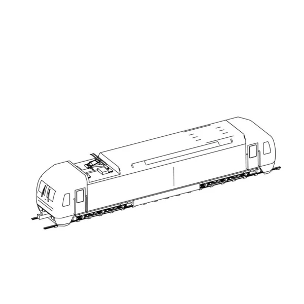 Lijnkunst van de trein. Kleurplaat - Trein - illustratie voor de kinderen — Stockvector