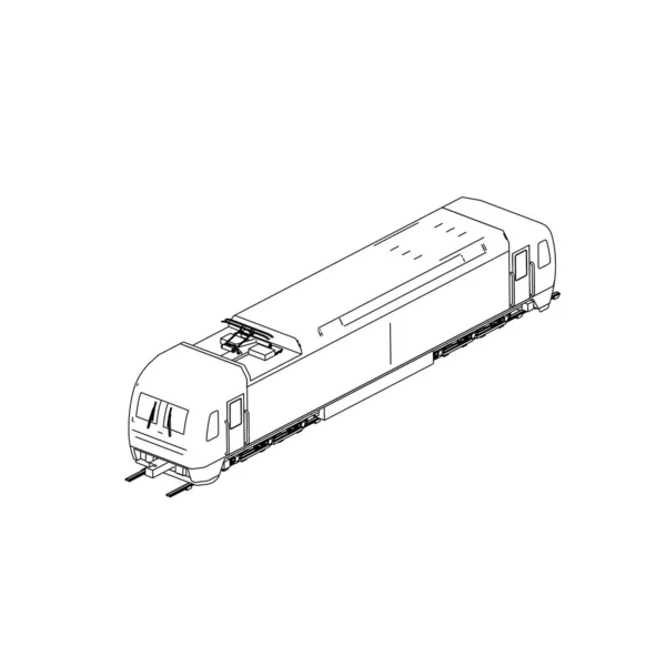 列車のラインアート。ぬりえページ-列車-子供のためのイラスト — ストックベクタ