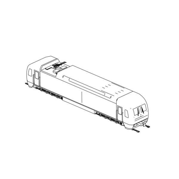 Lijnkunst van de trein. Kleurplaat - Trein - illustratie voor de kinderen — Stockvector