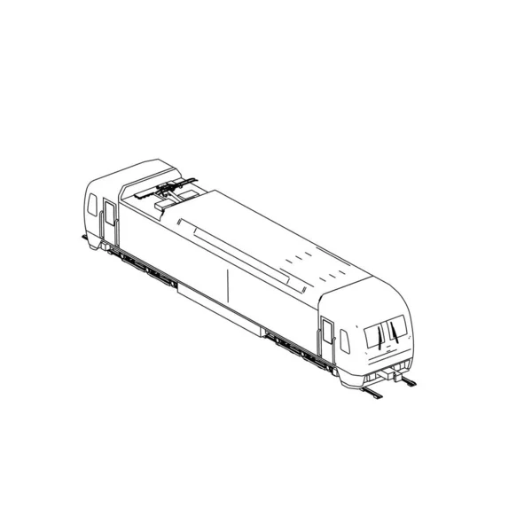 Lijnkunst van de trein. Kleurplaat - Trein - illustratie voor de kinderen — Stockvector