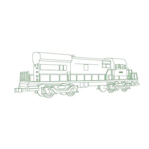 Line art of the train. Coloring page - Train - illustration for the children — Stock Vector