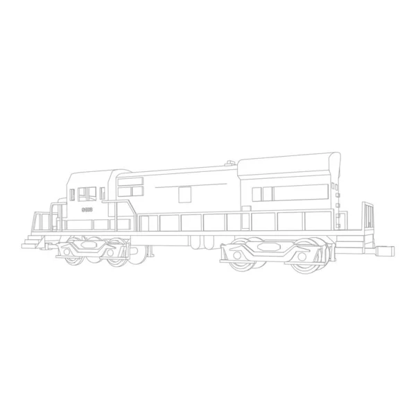 Lijnkunst van de trein. Kleurplaat - Trein - illustratie voor de kinderen — Stockvector