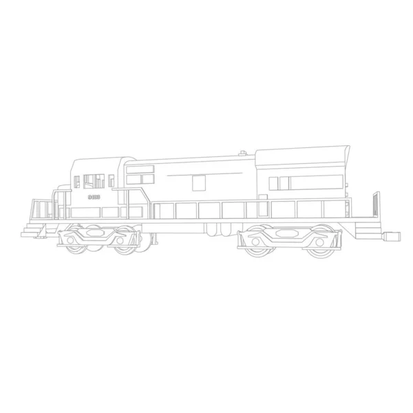 Lijnkunst van de trein. Kleurplaat - Trein - illustratie voor de kinderen — Stockvector