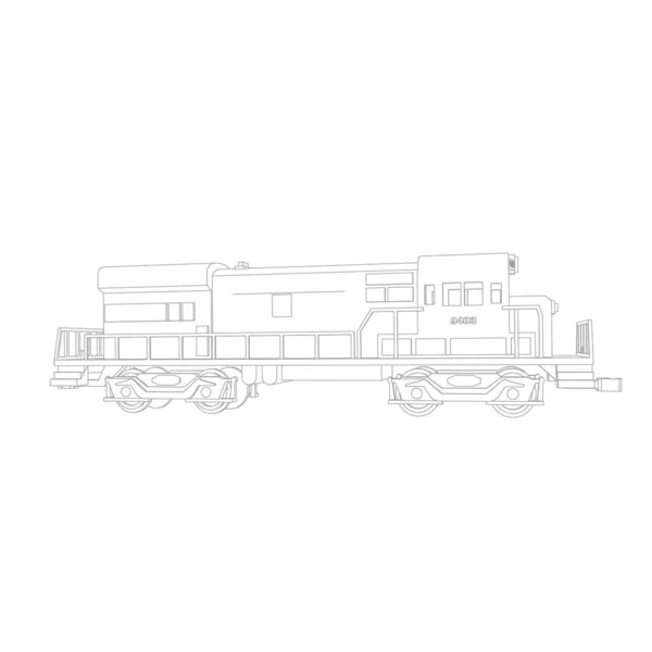 Line art of the train. Coloring page - Train - illustration for the children — Stock Vector