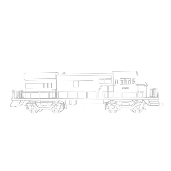 Line art of the train. Coloring page - Train - illustration for the children — Stock Vector