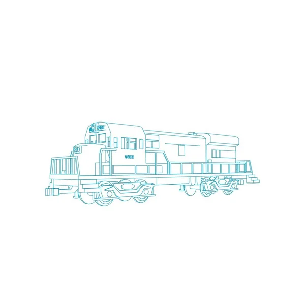 Lijnkunst van de trein. Kleurplaat - Trein - illustratie voor de kinderen — Stockvector