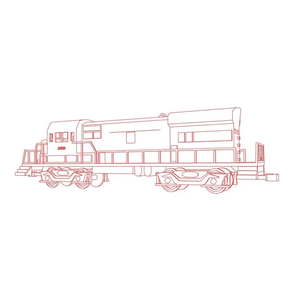 Lijnkunst van de trein. Kleurplaat - Trein - illustratie voor de kinderen — Stockvector