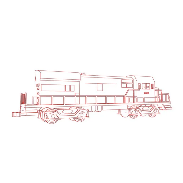 Lijnkunst van de trein. Kleurplaat - Trein - illustratie voor de kinderen — Stockvector