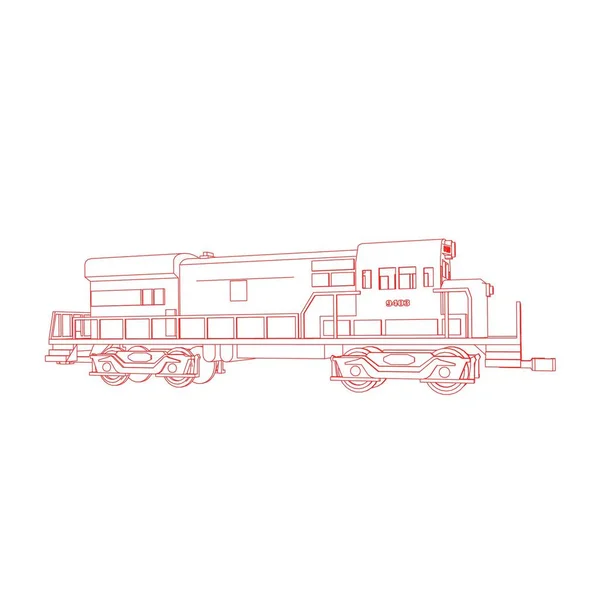 Line art kereta api. Coloring page - Train - ilustrasi untuk anak-anak - Stok Vektor