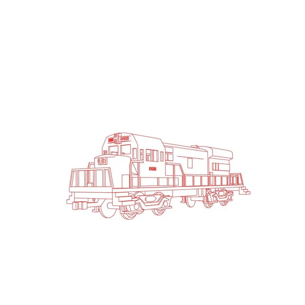 Line art kereta api. Coloring page - Train - ilustrasi untuk anak-anak - Stok Vektor