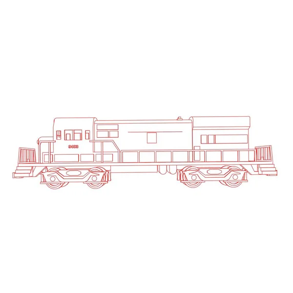 Line art kereta api. Coloring page - Train - ilustrasi untuk anak-anak - Stok Vektor