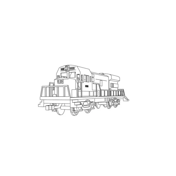 Art de la ligne du train. Coloriage - Train - illustration pour les enfants — Image vectorielle