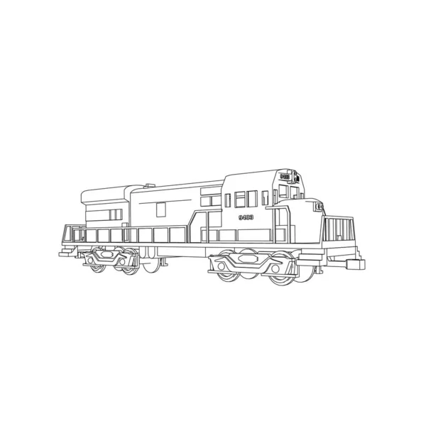 Línea de arte del tren. Dibujo para colorear - Tren - ilustración para los niños — Archivo Imágenes Vectoriales