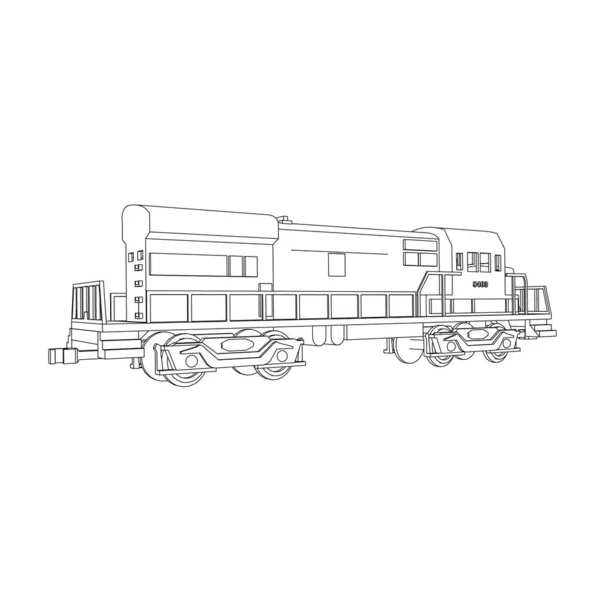 Lijnkunst van de trein. Kleurplaat - Trein - illustratie voor de kinderen — Stockvector